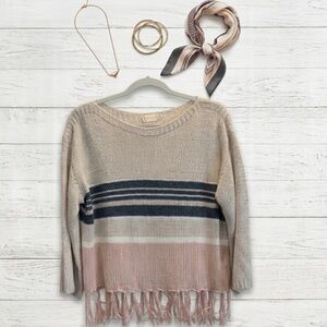 Boho Fringe Sweater Coastal Cowgirl Striped Knit Festival Top Altard State